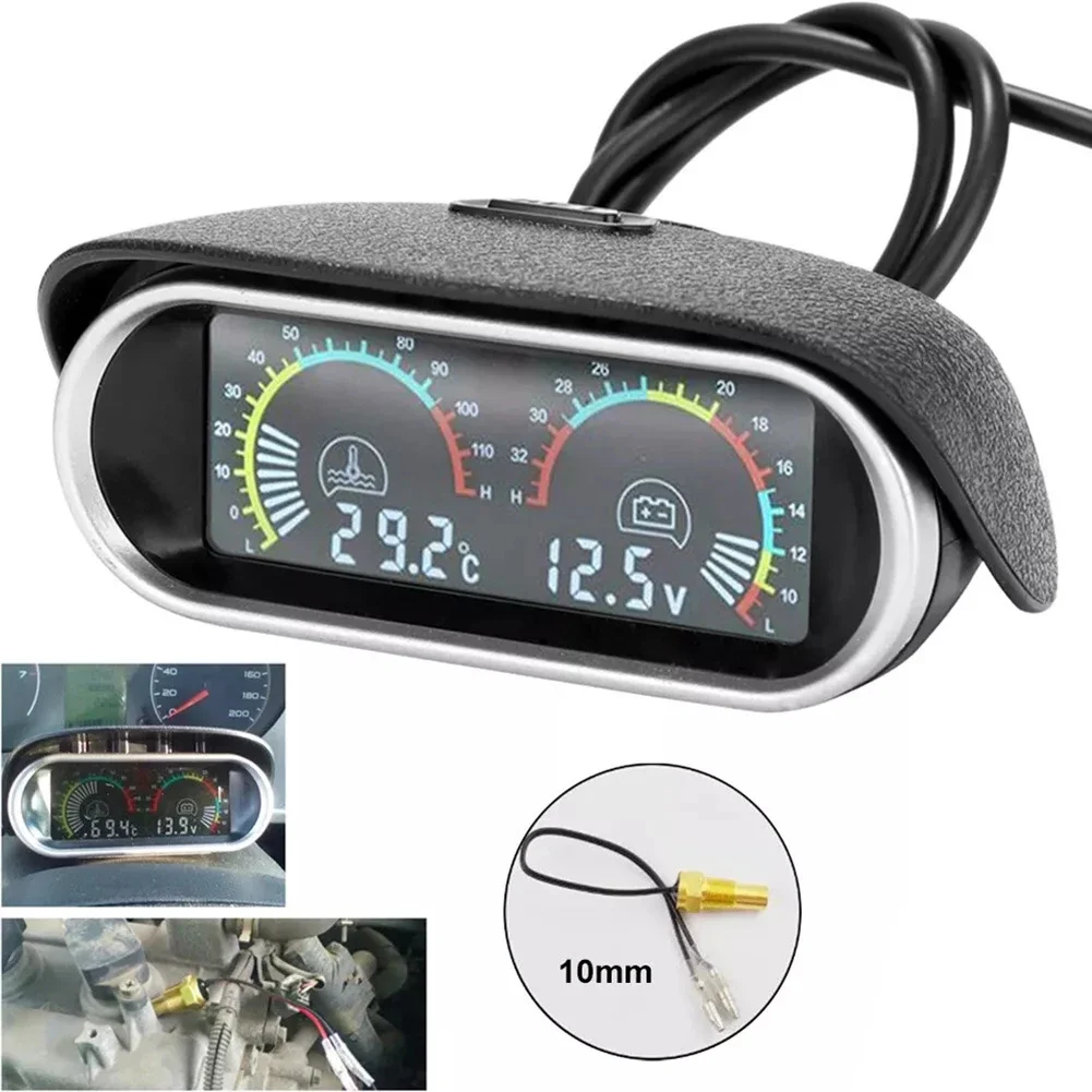 

2 In 1 12v 24v Car Water Temp Temperature Gauge Digital LCD Voltmeter W Sensor For Most Cars Water Temp Voltmeter Gauge