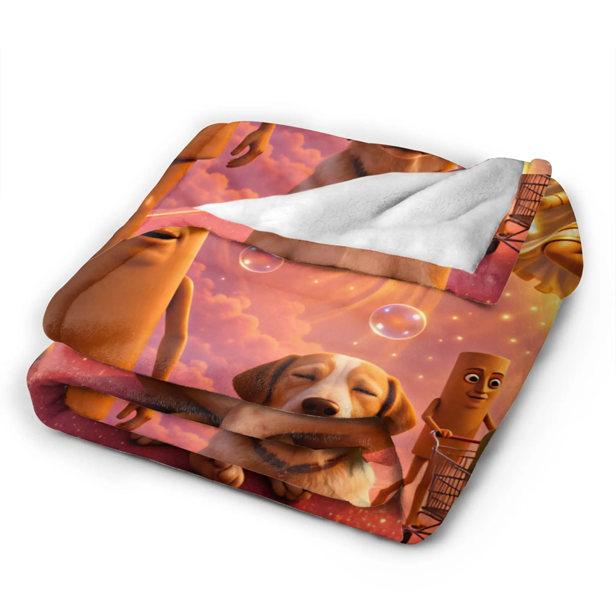 Tung Tung Sahur Angel Heaven Rainbow Funny Meme Flannel Blanket Girl Bedding Throws Winter Home Decor Bedspread Sofa Bed Cover
