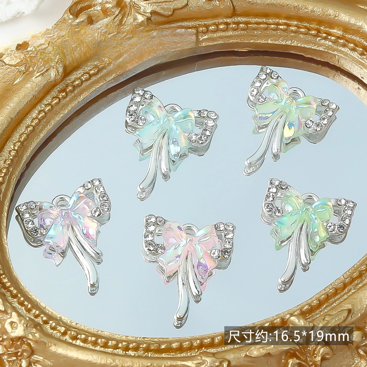 10 ชิ้น/ถุง 3D เล็บ Rhinestones ผีเสื้อสายรุ้งเล็บ Charming Maniucre เคล็ดลับ DIY อุปกรณ์เสริม