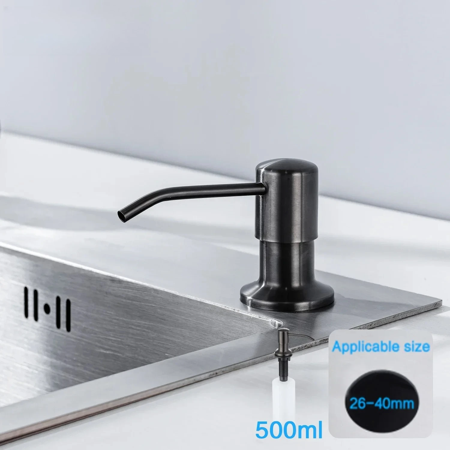 500ml kitchen 304 stainless steel sink soap dispenser dishwashing detergent bottle dishwashing basin circular hand soap box