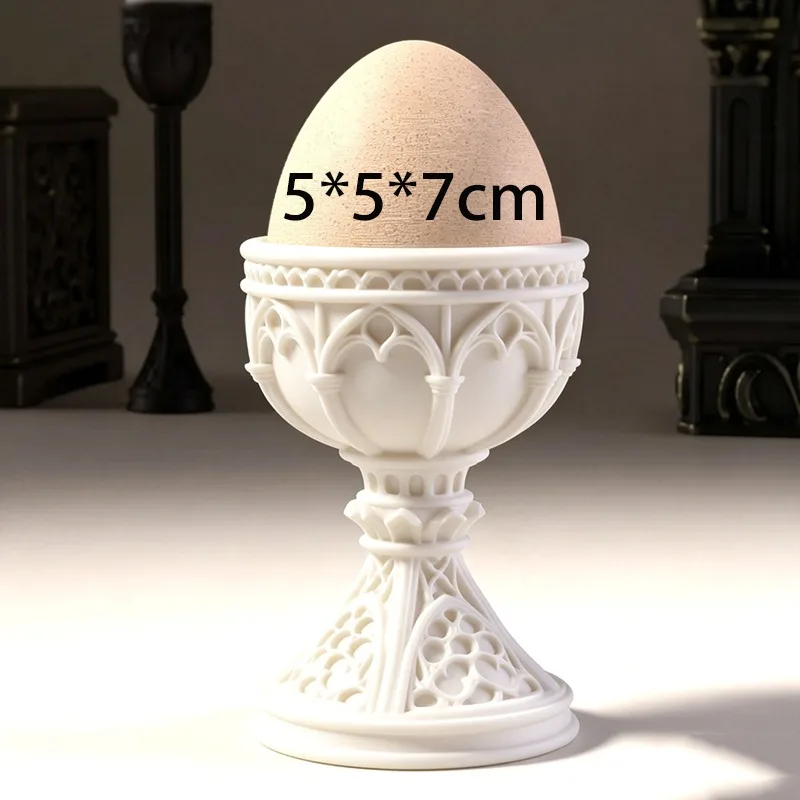Medieval Gothic Egg Holder 3D Printed Ornate Goblet‑Style Egg Cup Desktop Figurine Vintage Goth Home Decor Gift