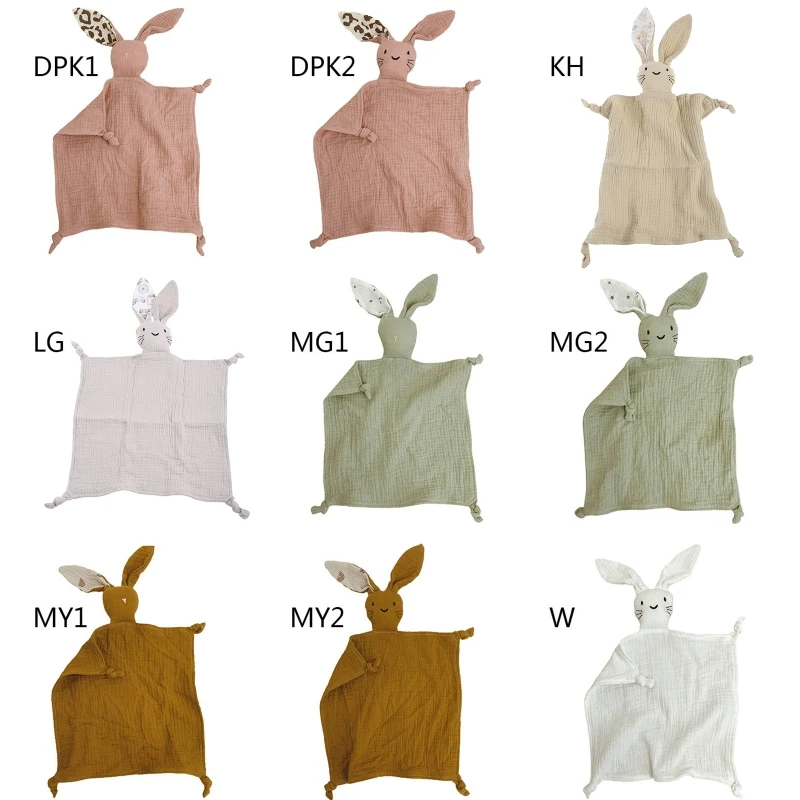 Y1UB Soft Gauze Bibs Rabbit for Doll Appease Towel Comfort Sleeping Cuddling Toy