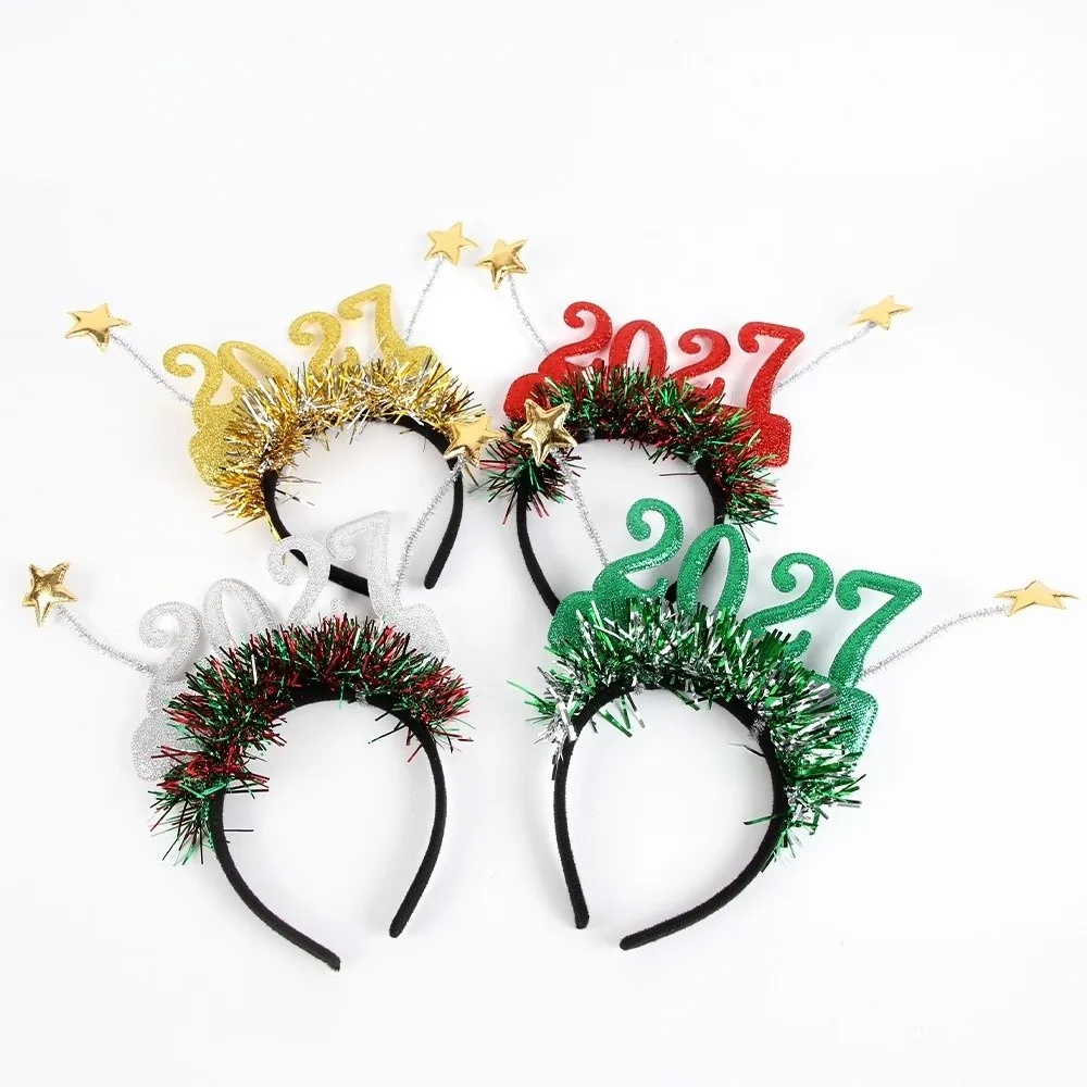 Serre-tête pailleté 2027 Bonne Année, lunettes décoratives de Nouvel An mignonnes et originales, accessoire photo adorable, serre-tête pailleté, accessoire photo