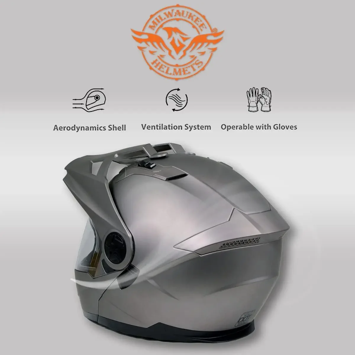 Silver Ominous Dual Sport Advanced Motorcycle Modular Helmet for Men and Women Biker DOT Approved MPH9822DOT - Large