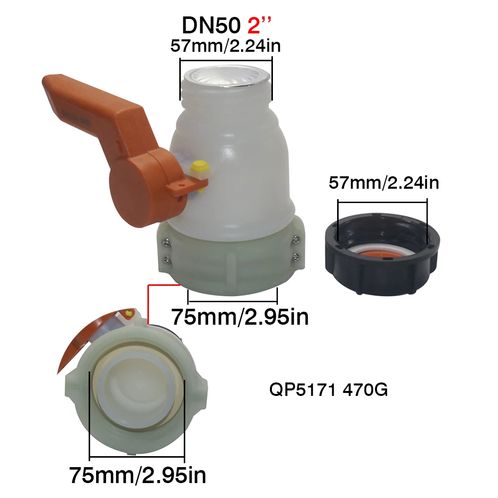 1000L Ton Barrel Valve Fitting 75mm S60 To S60x6mm IBC Tank Adapter 2inch Thread Valve Coupling For Outdoor Rain Bucket