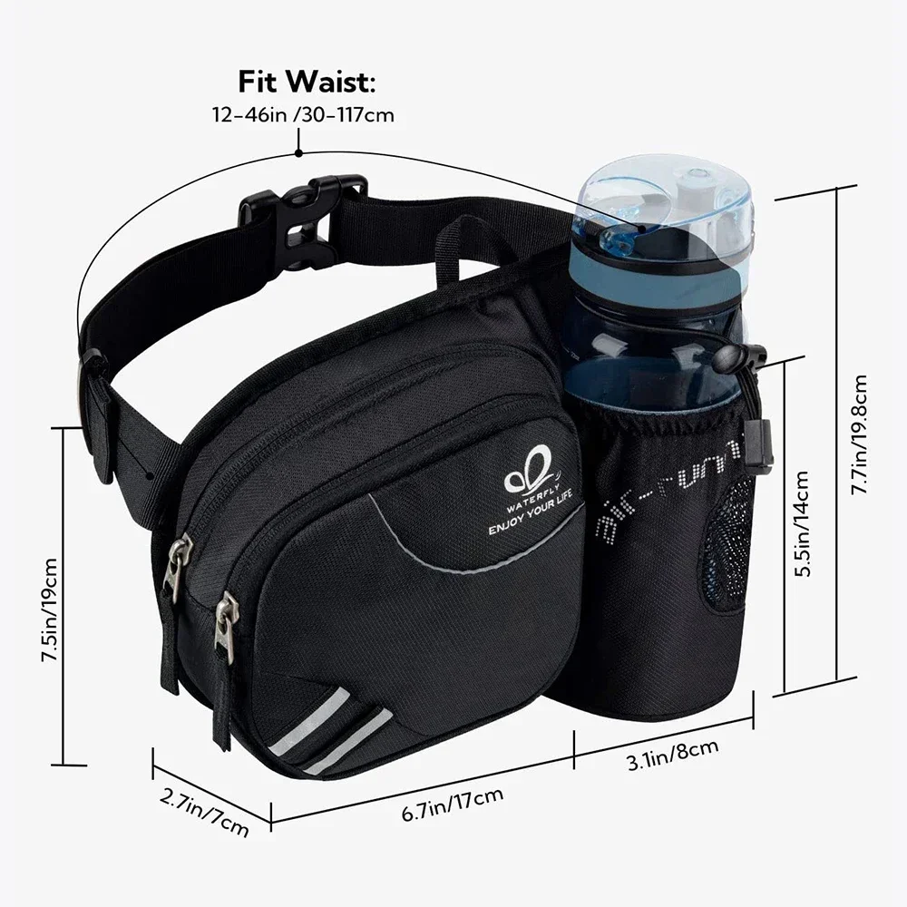 Hiking Waist Bag for Men and Women, Bottle Not Included, Fanny Pack with Stable Water Bottle Holder, Unisex, Adult