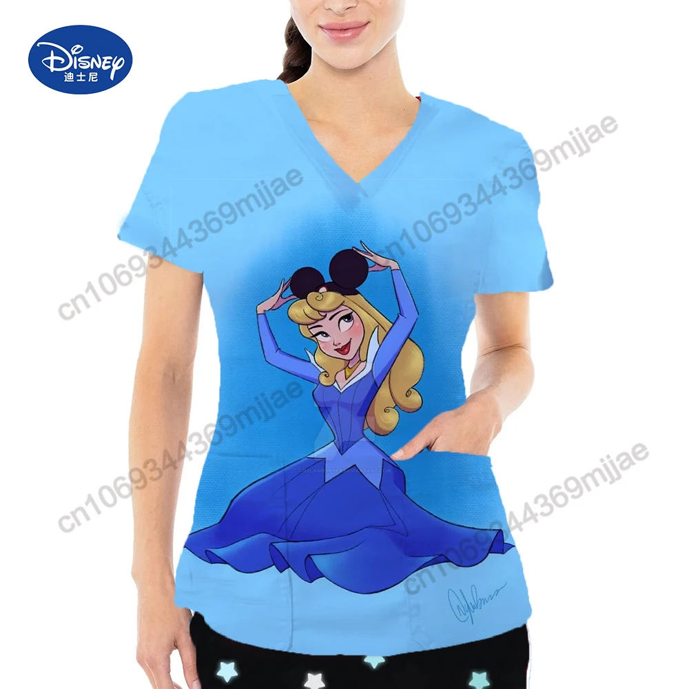 

Disney Pocket V-Neck Funny T Shirts Woman Clothes for Women Tshirt Summer Blouses for Women 2023 Cute Tops Y2k T-shirt Female