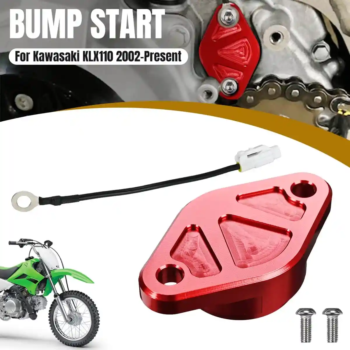 Red Motorcycle Bump Start Cover Billet Aluminum For Kawasaki KLX110 KLX110 KLX110L 2002-Present