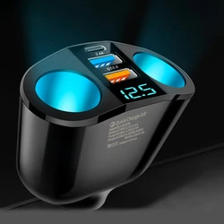 USB Car Charger Adapter Type C Multiple Devices Charged at the Same Time with Digital Display Dual-port USB Car Charger Adapter