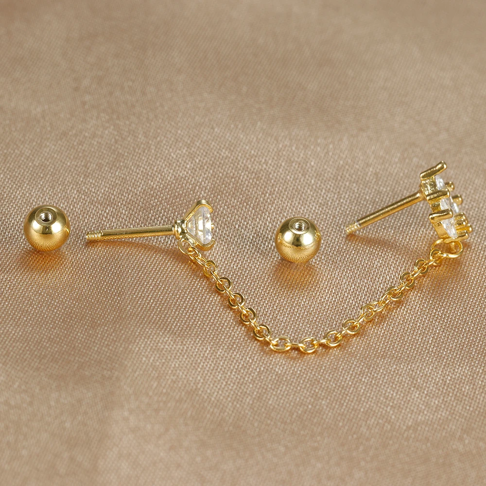 Women's 18K Gold Plated Zircon Crown Stud Earrings