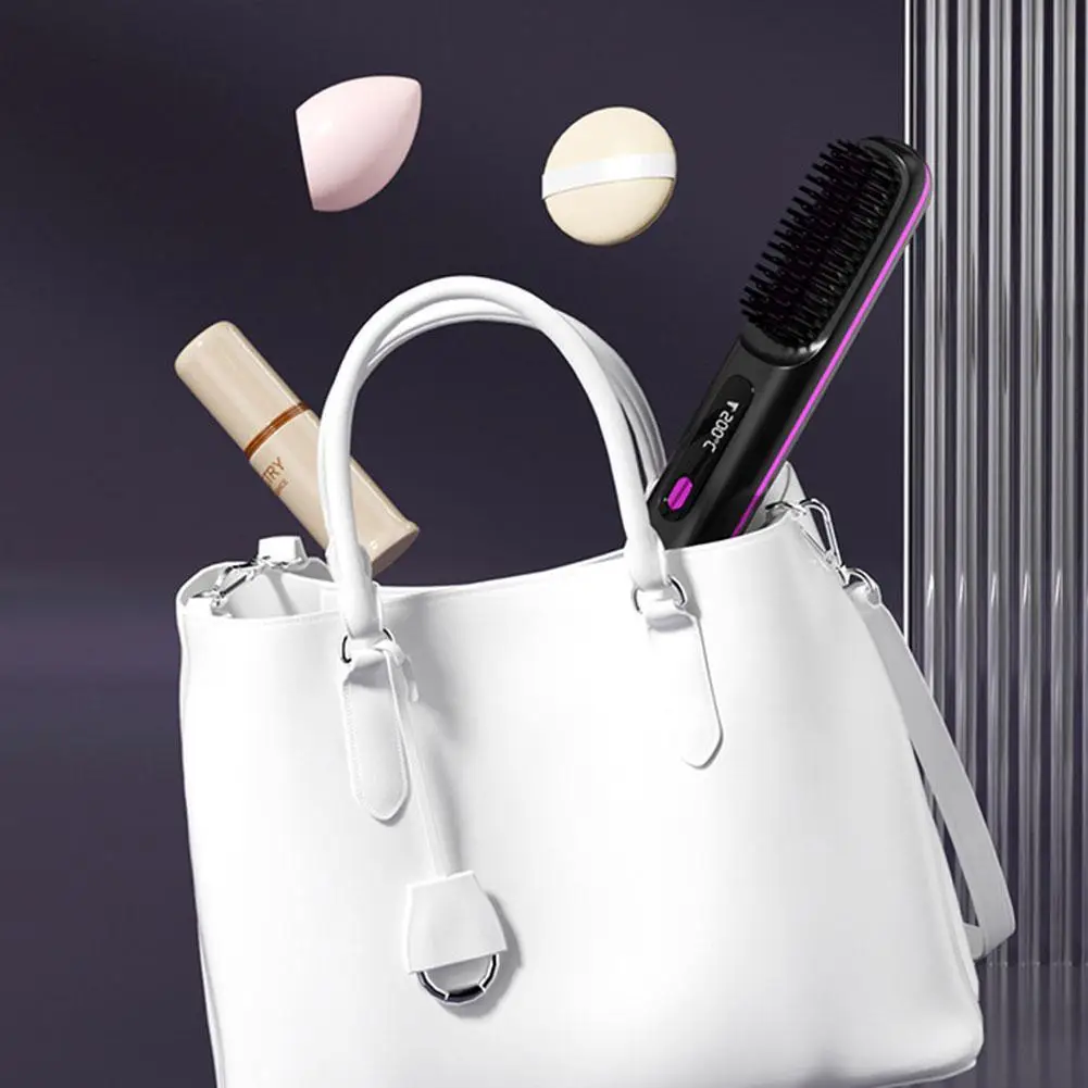 جديد التدفئة الكهربائية مستقيم مشط الشعر اللاسلكية المحمولة الأيونات السالبة قابلة للشحن مكافحة السمط العناية بالشعر فرش أداة التصميم #5