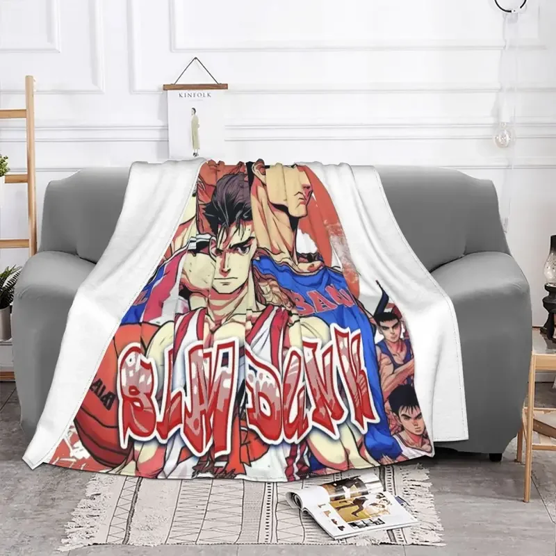 Slam Dunk Anime Sport Knitted Blanket Basketball Japanese manga Flannel Throw Blankets Bedroom Decoration Lightweight Bedspread