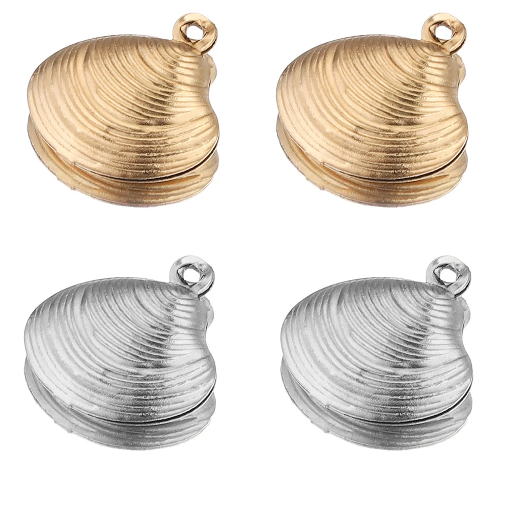 20 piezas de dijes de concha de mar chapados en oro, colgantes de concha de playa de acero inoxidable para pulsera, collar, gargantilla, suministros para fabricación de joyas