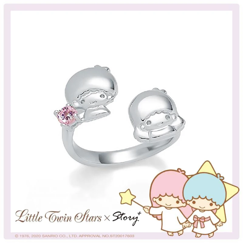 Kawaii Little Twin Stars Wishing Rings Sanrioed Silver Necklace Kikilala Meteor Star Fragment Earrings Bracelet Pendent Jewelry