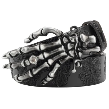Teschio in pelle goffrata cintura artiglio fibbia in lega moda personalità retrò