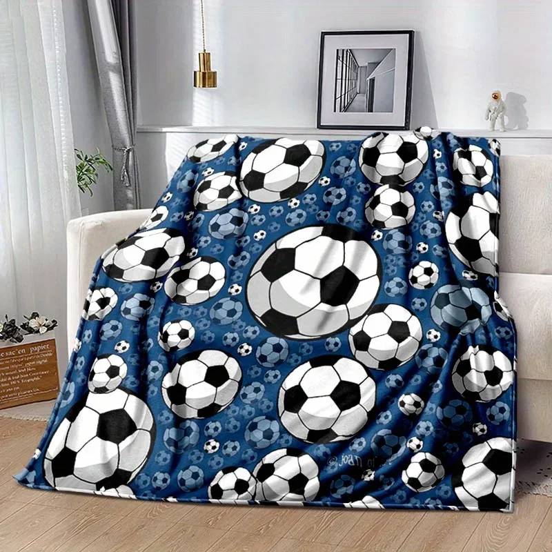 Football Print Flannel Blanket Throw Quilt blanket Perfect For Bedroom Sofa Car Soccer Gifts for Boys Girls Soccer Lovers