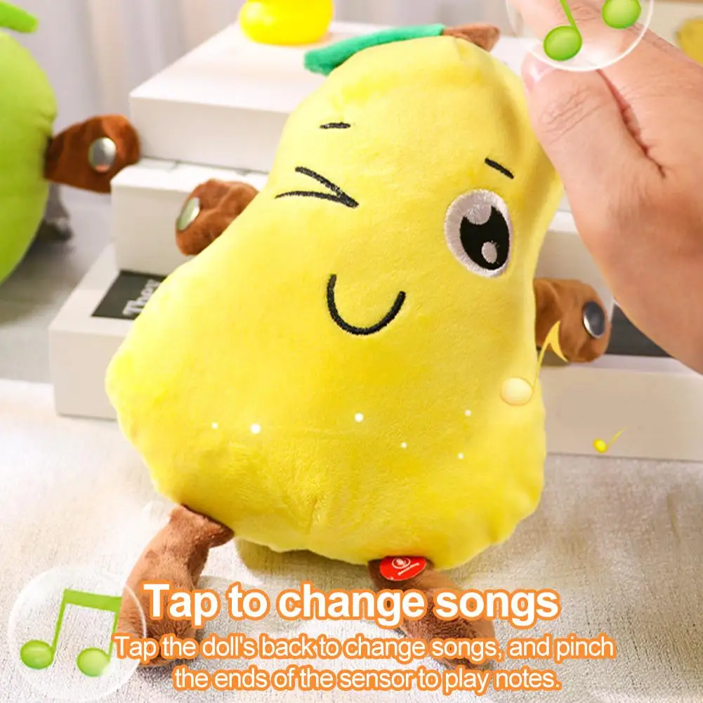 Jouets en peluche Fruits amusants, poire, pomme, Orange, capteur Musical, battement de Piano, poupée de jeu Parent-enfant, jouets en peluche doux