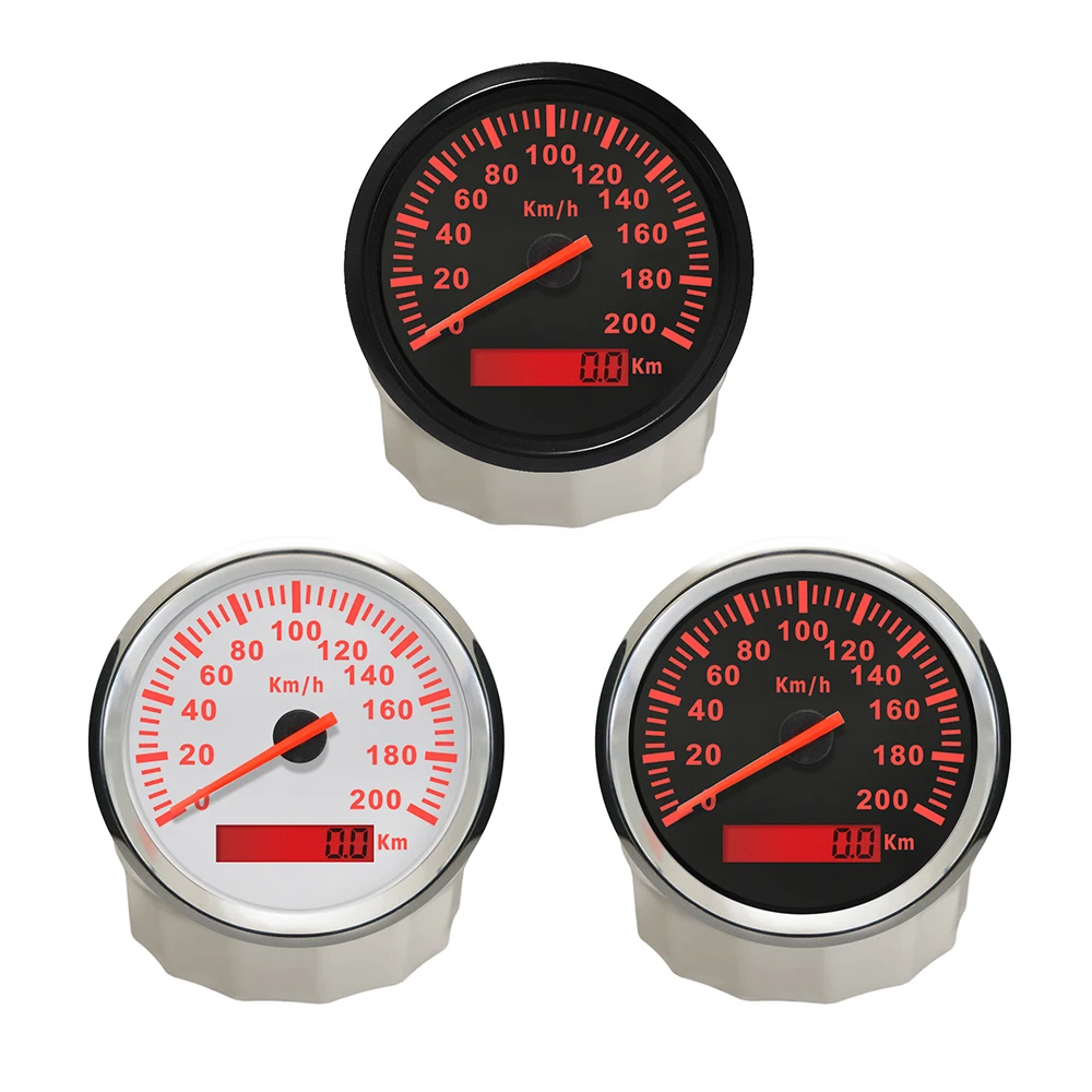 

ELING Pulse signal Universal 120km/h 200km/h Waterproof IP67 Speedometer Odometer Gauge for Car Truck Boat with Red Backlight
