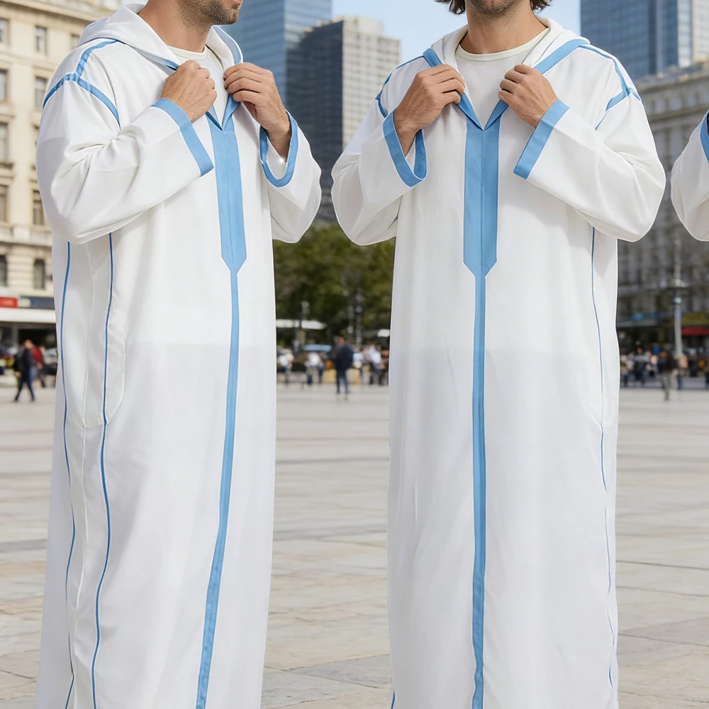 

Eid Djellaba Jubba Thobe for Men Ramadan Muslim Robe Hooded Dress Abayas Dubai Turkey Abaya Islam Clothing Costumes Jubba Thobes