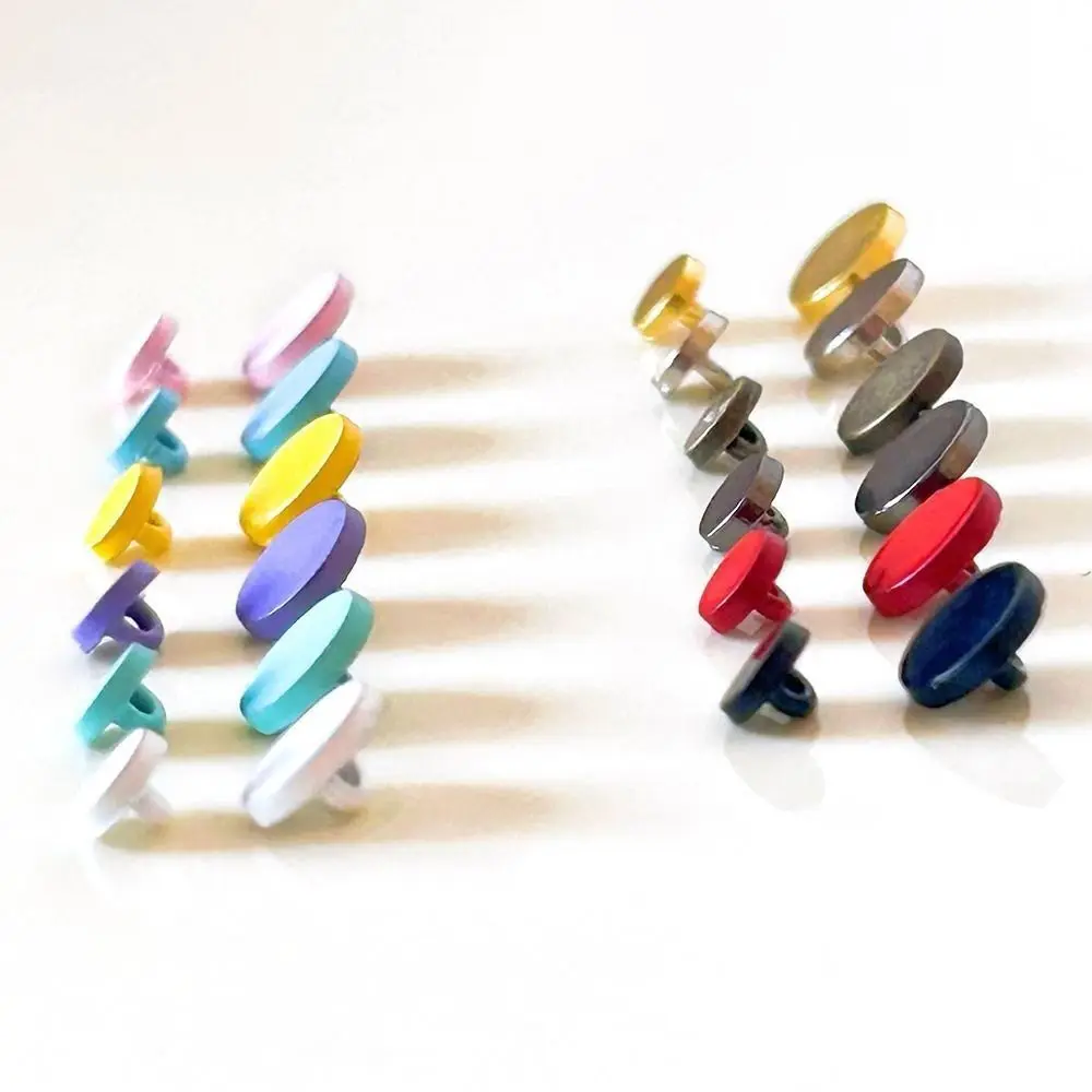 20 個 6 ミリメートル丸頭ボタンミニ金属超小型バックル手作り DIY バックルアクセサリー DIY 人形の服アクセサリー