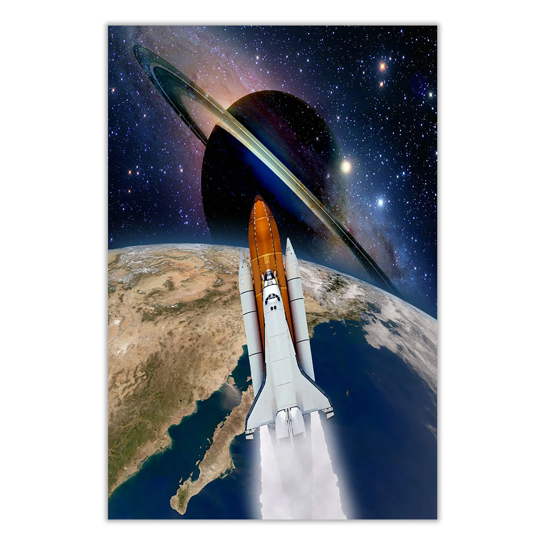 HT062 Spectacular Universe Earth And Moon Space Station Astronaut Silk Fabric Poster Art Decor Indoor Painting Gift