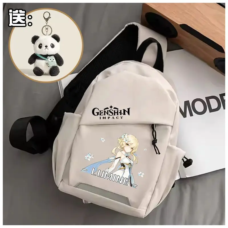 

Genshin Impact Single Shoulder Raiden Shogun Anime Chest Unisex Crossbody Bag Trendy Brand Student Backpack For Boys And Girls