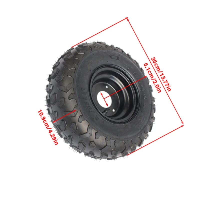 Set of 6-inch ATV wheels with 145/70-6 tires designed for karting and beach bike use