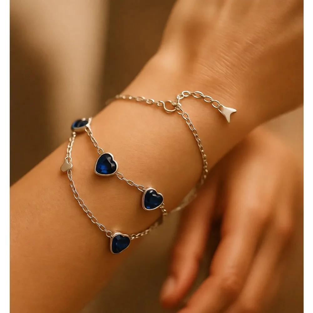 

Браслет из стерлингового серебра 925 пробы с камнем по месяцу рождения, 12 цветов, с бриллиантовым сердцем, ювелирный подарок для женщин