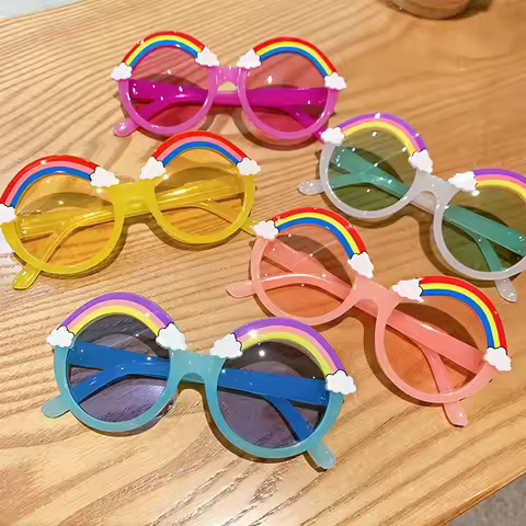 Rainbow Sunglasses for Kids Cute Cartoon UV400 Sun Glasses for Boys Girls Fashion Party Props & Outdoor Sunshade Eyewear