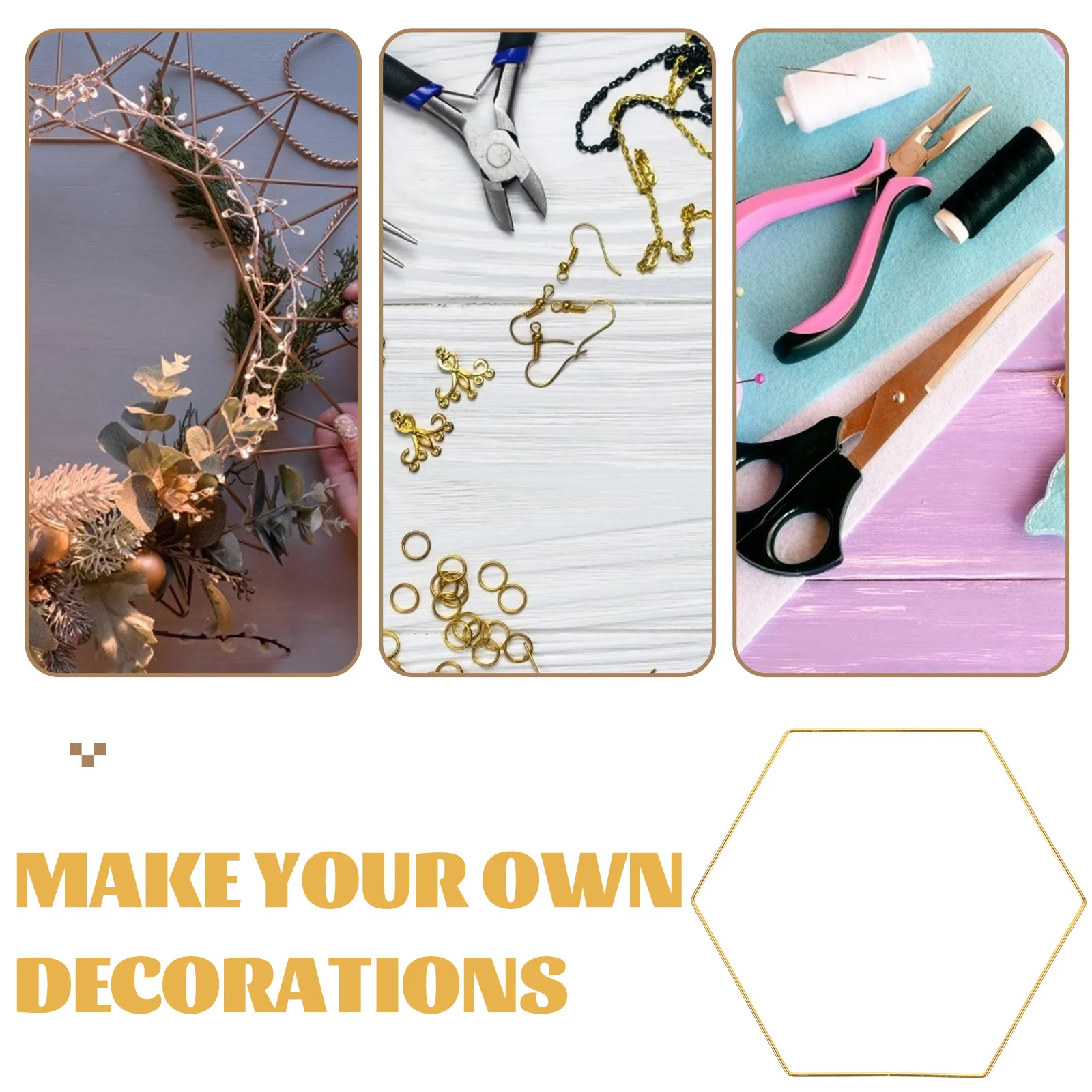 

10Pcs Hexagon Dreamcatcher Rings Iron DIY Hoop Craft Supplies Rings for Wall Hanging DIY Dreamcatcher Frame