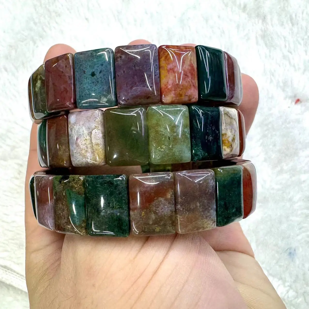 Natural Bloodstone/Heliotrope Stone Beads Bracelet Gemstone Jewelry Bangle For Women For Men For Gift Wholesale