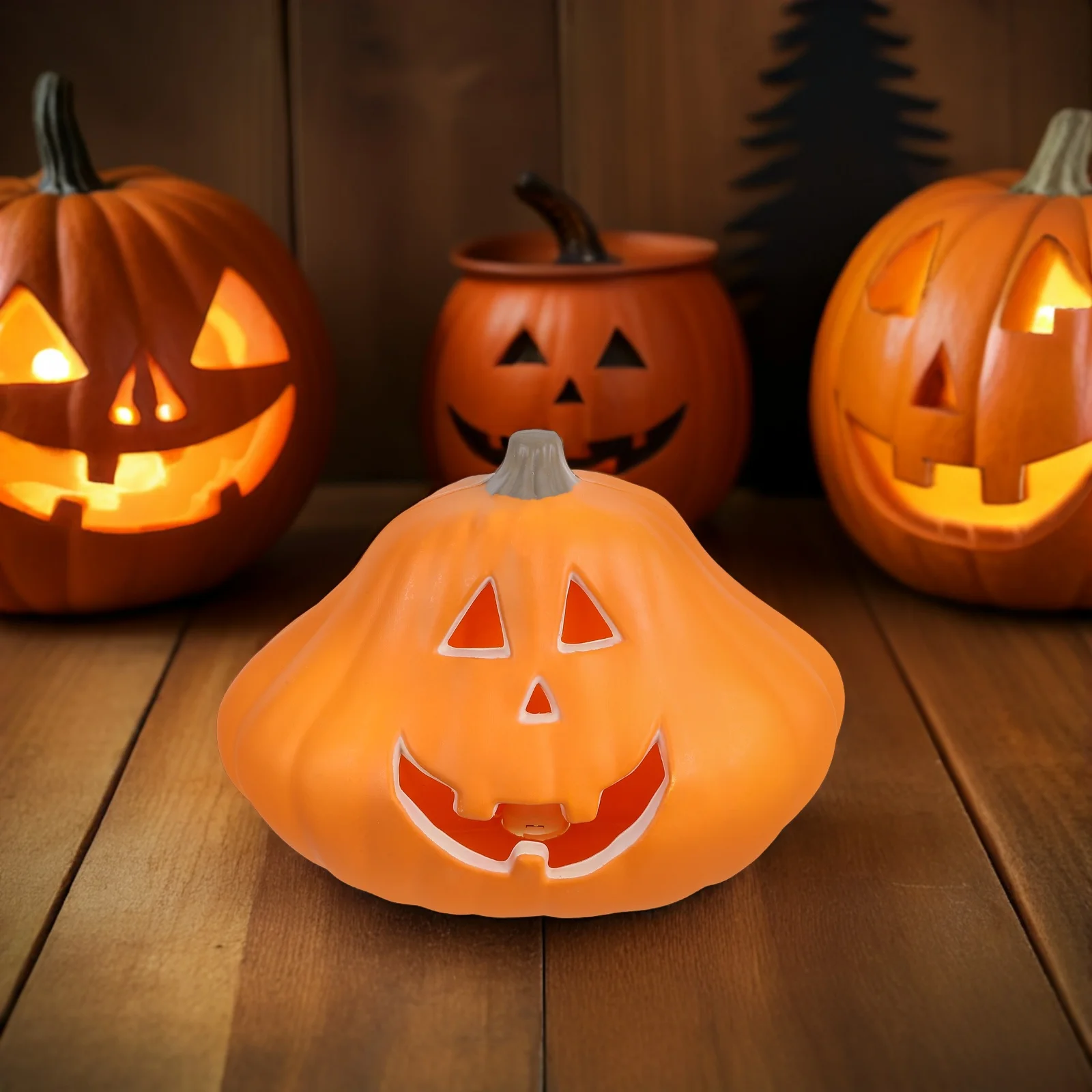 

Halloween Pumpkin Lamp LED Glowing Decorative Jack O Lantern for Spooky Garden Portable Halloween Light Decorations