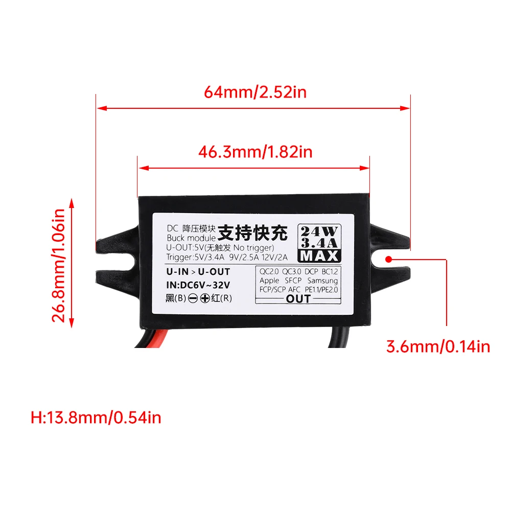 DC-DC 12 فولت 24 فولت إلى 5 فولت 24 واط محول طاقة السيارة نوع-C USB تنحى الجهد إمدادات الطاقة الناتج محول حماية ماس كهربائى