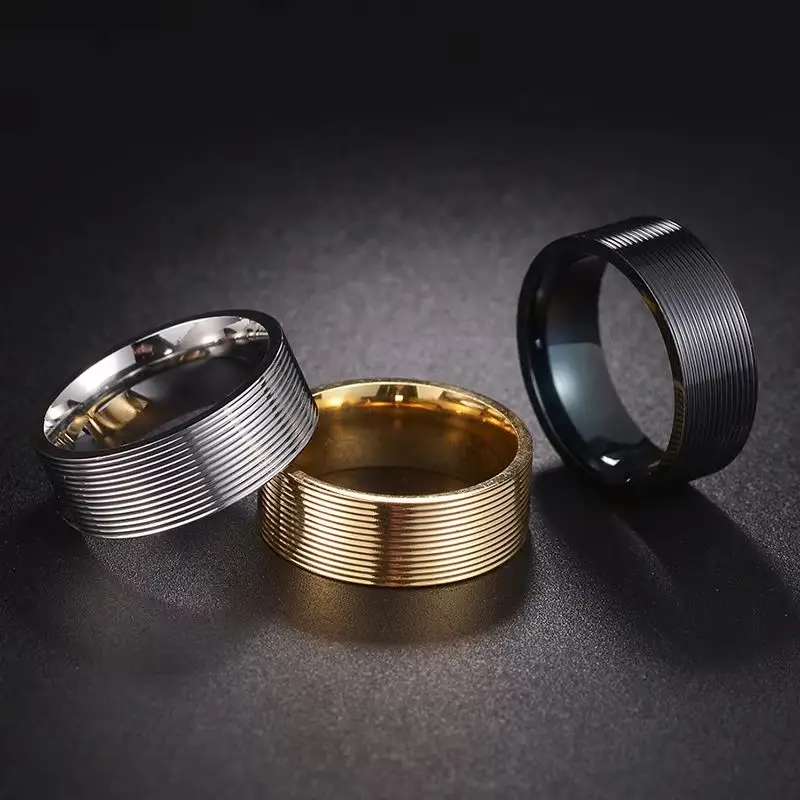 High Polished Stainless Steel Grooved Ring Fashionable Thin Line Finger Ring for Women And Men Wedding Party Jewelry Gift