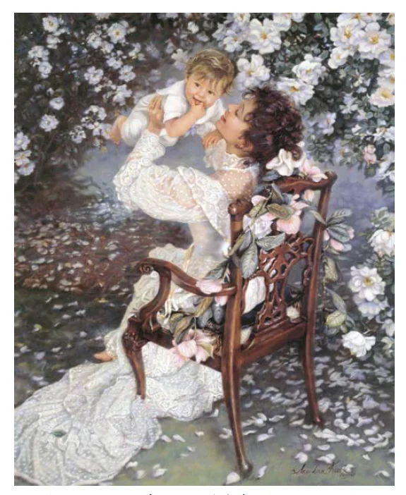 

Mother Child in the Garden 16CT 14CT Unprinted Top Quality Cross Stitch Kits Embroidery Art DIY Handmade Needlework Home Decor