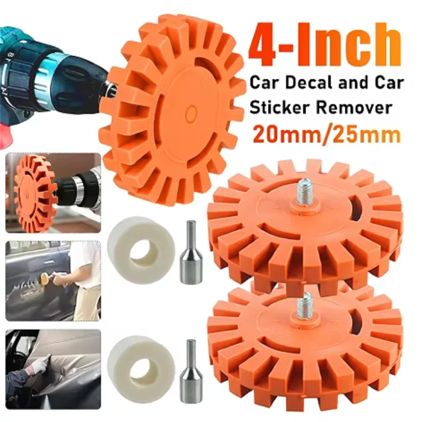 4inch Decal Remover Eraser Wheel Rubber Power Drill Attachment Decal Eraser Wheel Adhesive Remover Sticker Remover for Auto Body