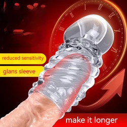 Newest Male Glans Penis Sleeve Extension Delay Ejaculation Reusable Condoms Foreskin Rings Sex Toys for Men Adults