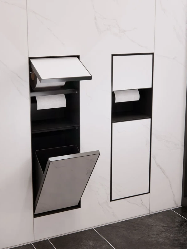 

Toilet toilet hidden niche trash can 304 stainless steel embedded bathroom cabinet metal customization