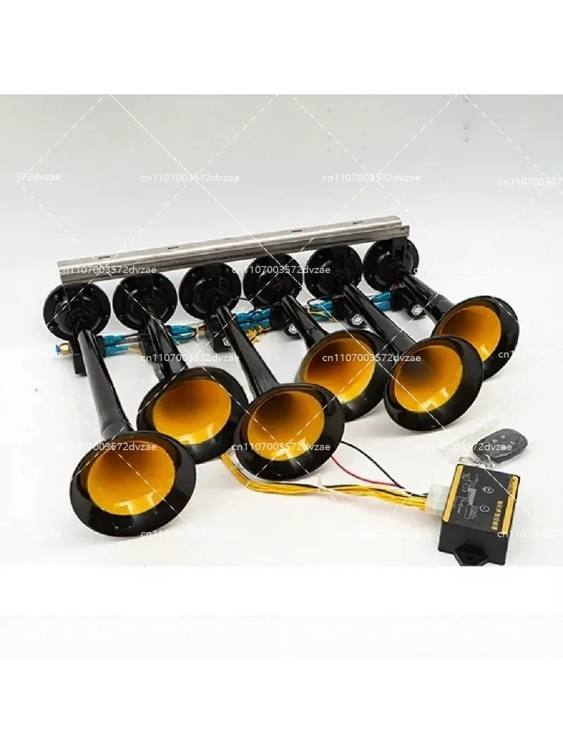 Car Music 36 Tone Truck Train Air Horn with Button, Electronic Control Metal Tube Horn, Loud Vehicle Accessories