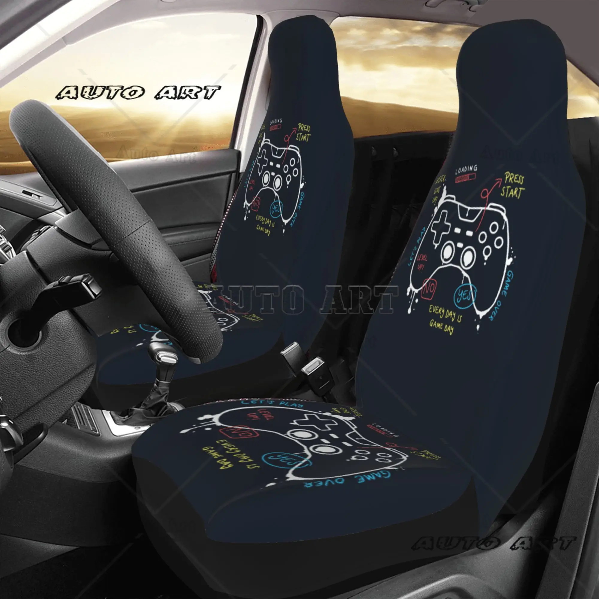 Video Game Weapon Gamer Play Gaming Universal Car Seat Cover Four Seasons for SUV Auto Seat Cover Polyester Seat Protector