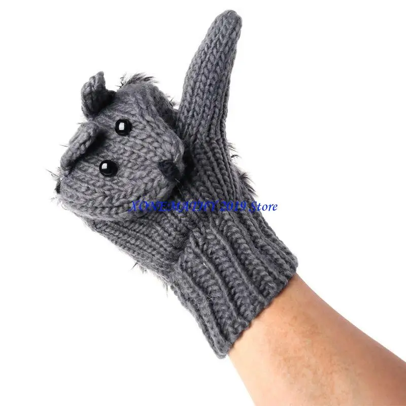 

F42F женские перчатки с ежиком для девочек, зимние теплые массивные вязаные крючком варежки с милыми мультяшными животными, на