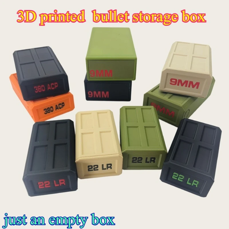 3D Printed .22LR 9mm 380ACP Bullet Storage BoxMulti Style and Multi Color Bullet Box Collection 50 Round CapacityDesktop Storage