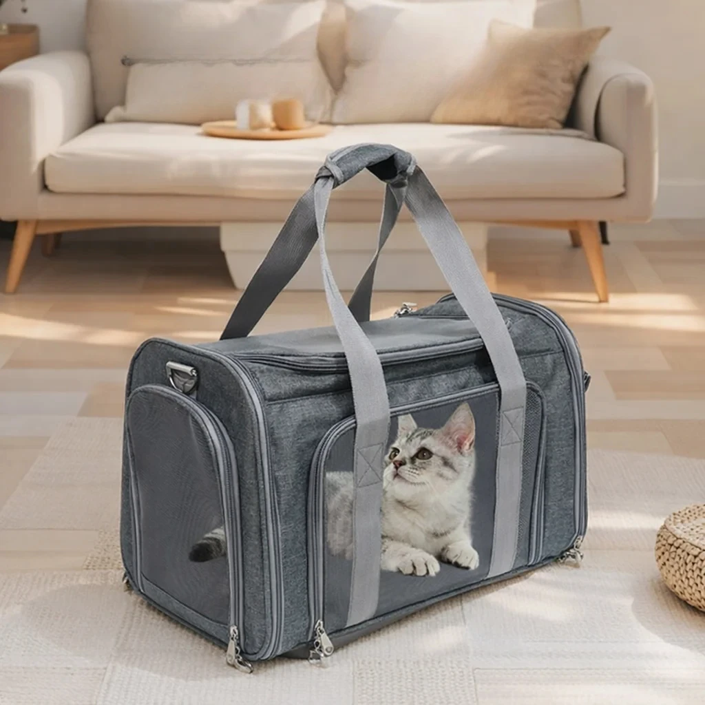 

Foldable Pet Carrier Bag Breathable Cat Travel Carrier Portable Soft Pet Transport Bag for Small Dogs Cats Airline Approved