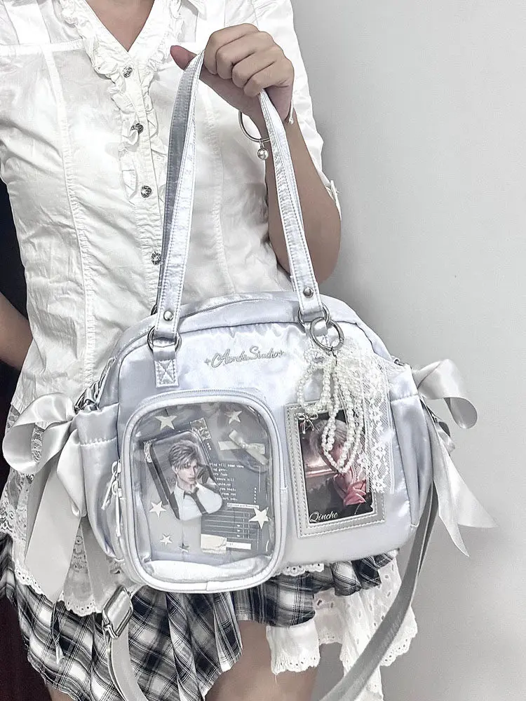 Japanese College Wind Daily Two-dimensional Comic Show 10cm Baby Bag Ribbon Boston Lolita Shoulder Crossbody Lta Bag for Women