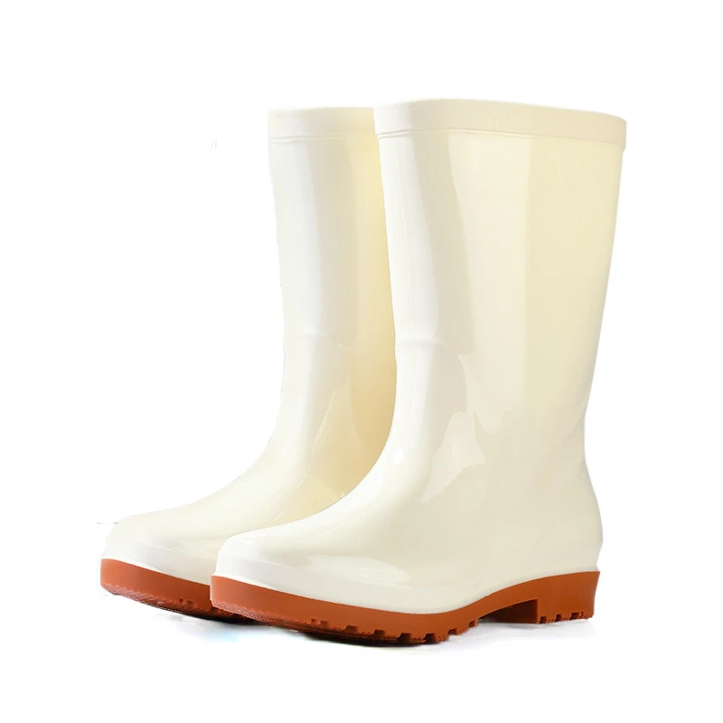 New Women Fashion Mid-calf PVC Rain Boots Waterproof Female Non-slip Rainboots Water Shoes Wellies Boots Work Boot