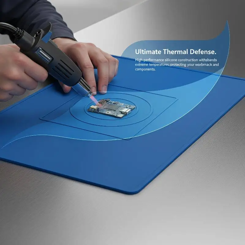 Large Size Magnetic Heat Insulation Silicone Soldering Mat Anti-Slip Work Pad for Phone Circuit Board Repair