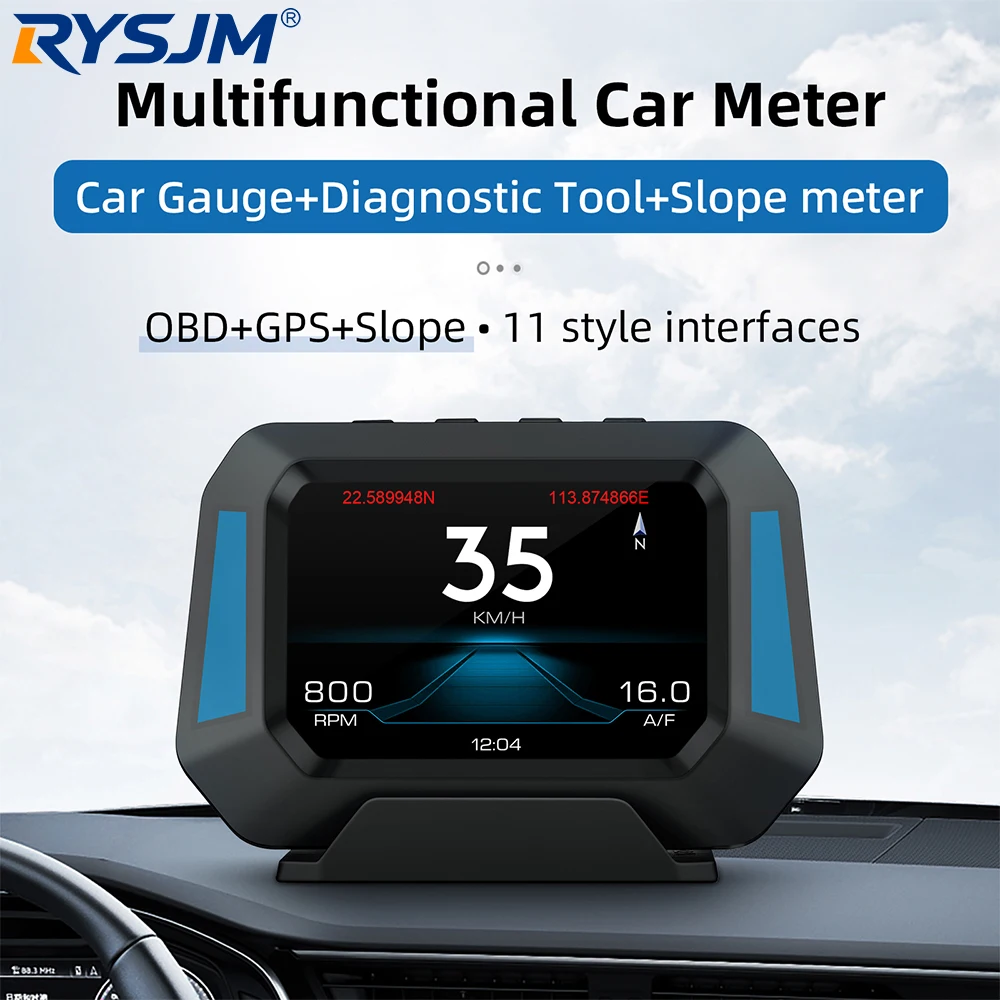 

P21 Car HUD OBD2 GPS Head Up Display On-board Computer Speedometer Tachometer Fuel Consumption Water Temperature Voltage Gauge