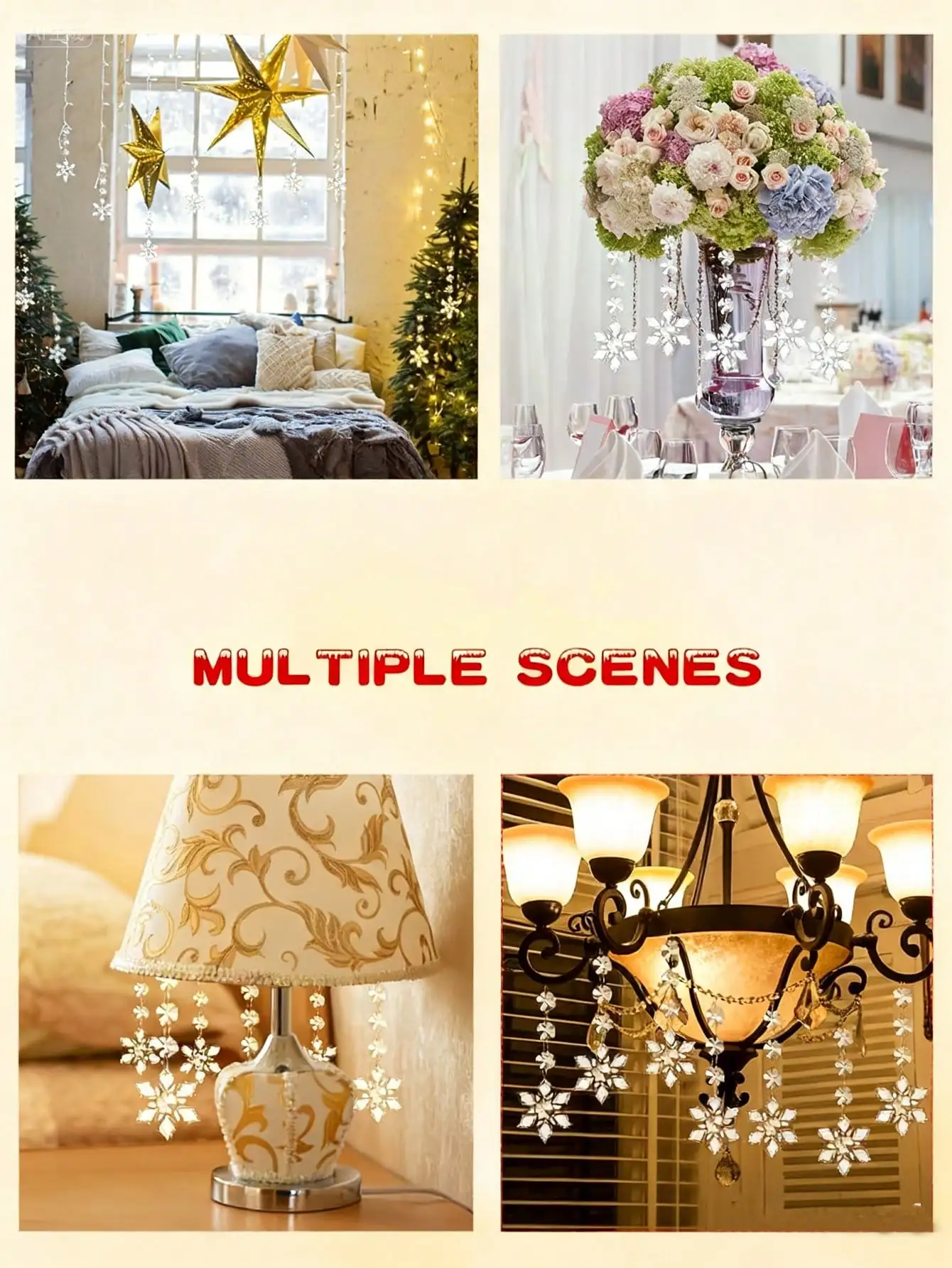 30pcs Crystal Acrylic Snowflake Christmas Tree Ornaments