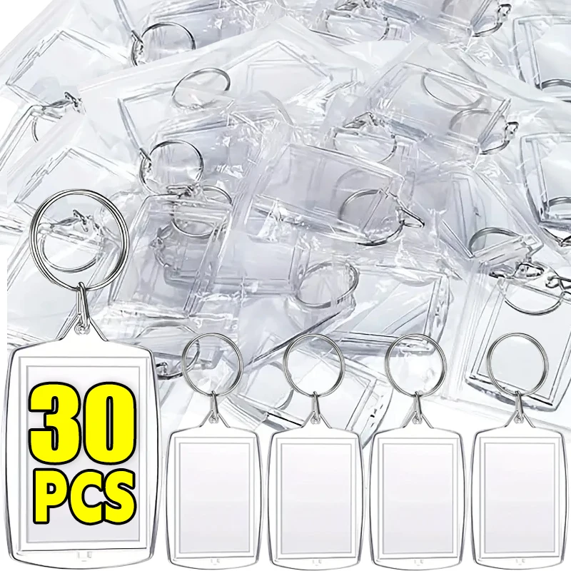 5/30pcs Transparent Photo Frame Keychain Tassels Snap-In Custom Insert Photo Acrylic Blank Keyring Clear Blank Picture Pendant