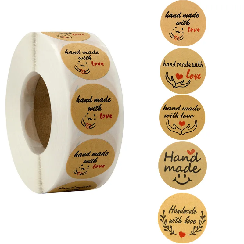 

Мульти-стили 500 шт/рулон круглый натуральный коричневый крафт ручной работы с любовью стикер Скрапбукинг Свадебная выпечка в подарок бизнес этикетки